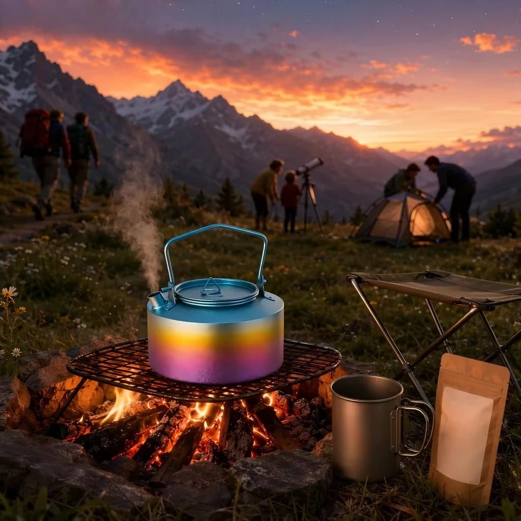 Ultralight 150g Pure Titanium Kettle 950ml Portable Water Boiler for Camping Backpacking Hiking