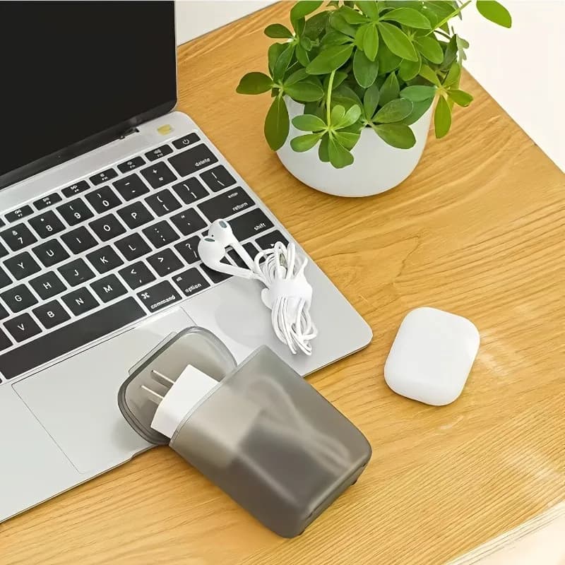 Scatola Portatile per Caricabatterie e Organizzatore da Scrivania per Cavi Dati e Cuffie, Custodia da Viaggio in Plastica Resistente