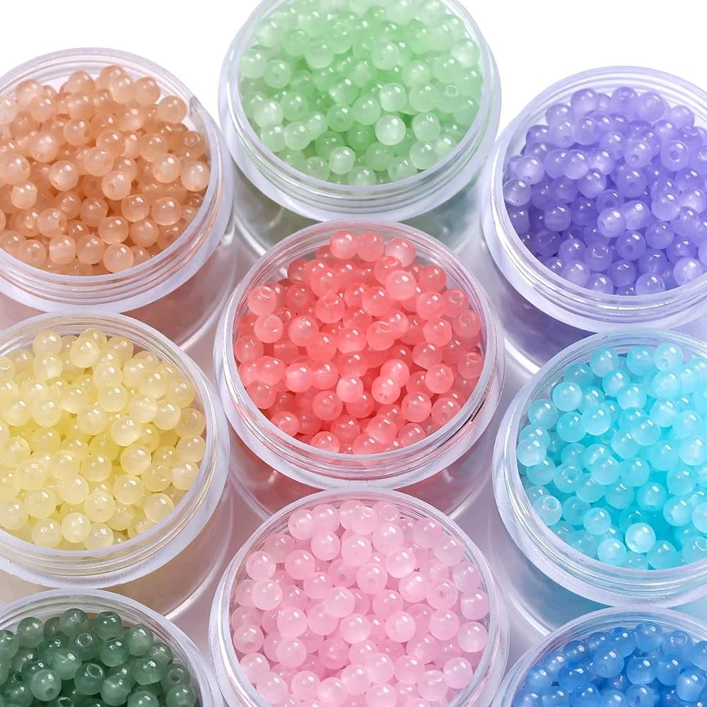 50/100pcs 4mm Colored Glass Imitation Jade Round Beads Spacer Beads for DIY Earrings Necklaces Bracelets Jewelry Making Findings