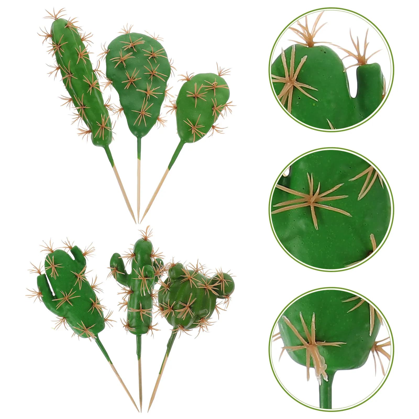 Set of 6 Realistic Artificial Cactus for Garden Decoration, Sandbox and Desk, Green Cactus Shape Ornaments