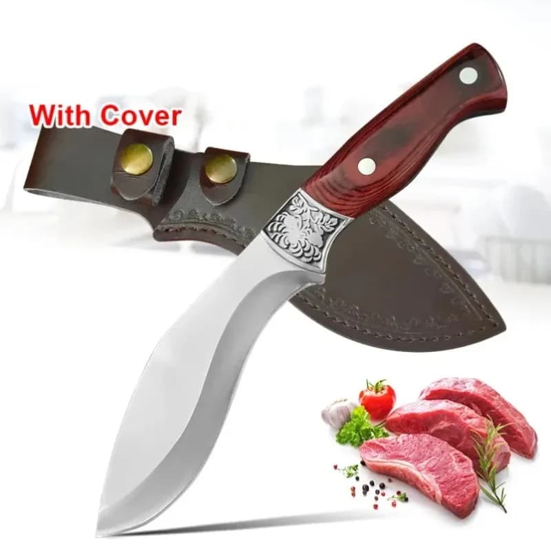 Coltello da chef Mannaia Carne Taglio Pesce Frutta Tritare Verdure Affettare Coltello da cucina con coperchio Coltello da macellaio per disossare Acciaio inossidabile