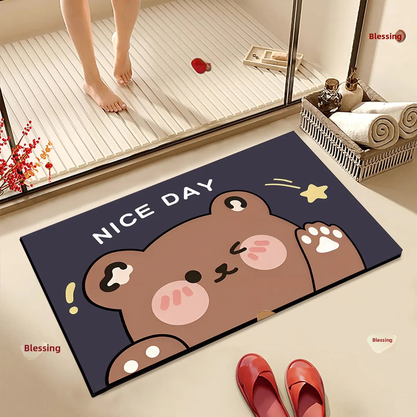 Qui Dry Anti Slip Silicon Dendroid Mat Batoom Water Absorbent Door Mat Kitchen Toilet Entrance Carpet Household Cleaning ...