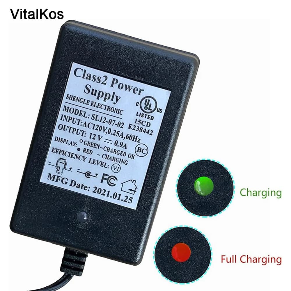 VitalKos 12V Child Ride-Ons Toys Charger SL12-07-02 12 v0.9a caricabatterie universale per auto elettriche per bambini
