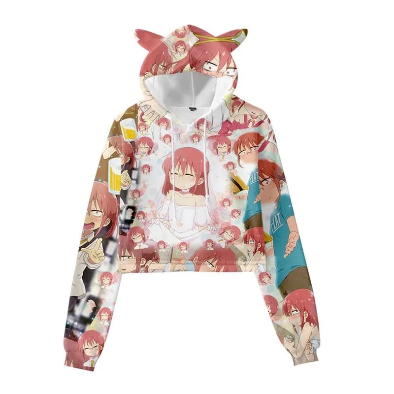 2025 yiyi3D Miss's Crop Top Felpa con cappuccio Harajuku Felpa corta Kobayashi San Chi No Maid Dragon Cosplay Co