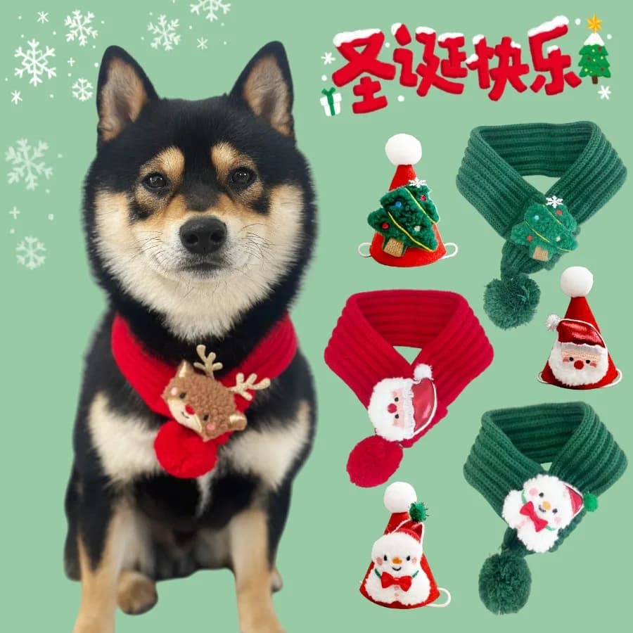 Pet Christmas Scarf Set Pet Cat Christmas Scarf Dog Wool Scarf Cat Scarf Accessories Clothes