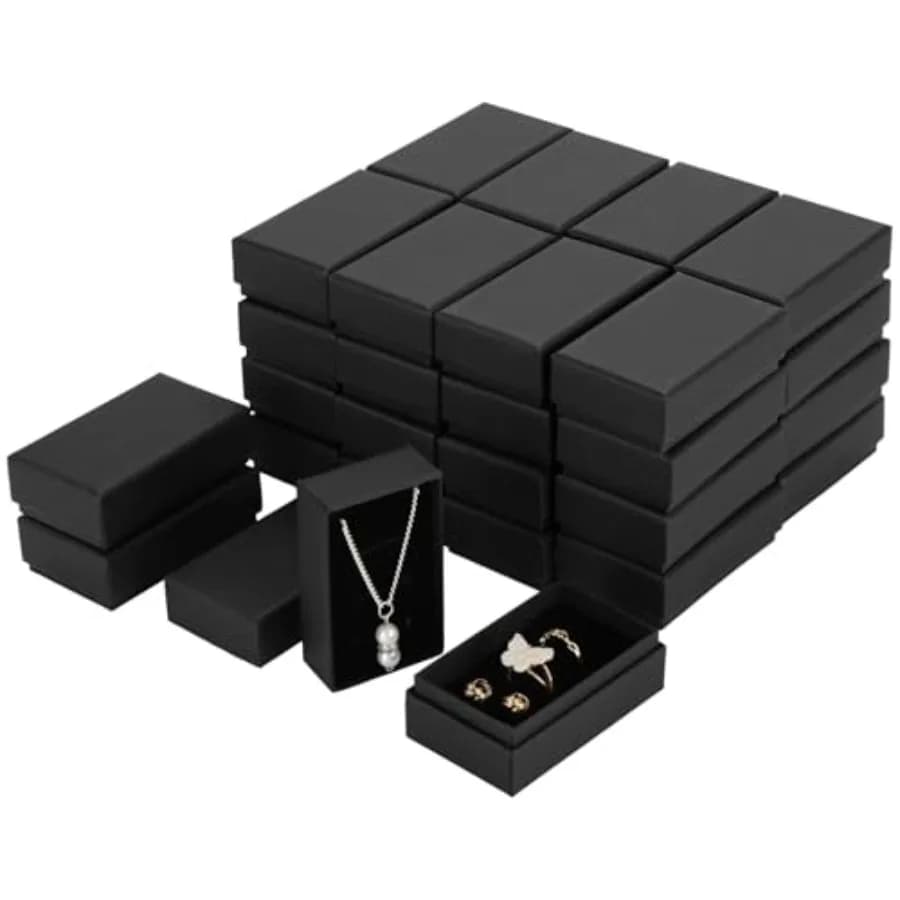 36 Pcs Jewelry Present Boxes, Black Necklace Ring Packaging Boxes with Foam Insert, Small Jewelry Display Storage Cases for Ear