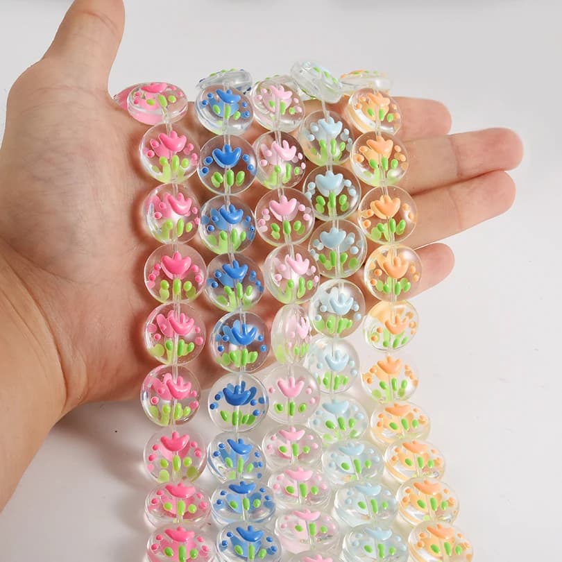 Set di 7 Perline Distanziatrici in Acrilico Smaltato a Forma di Fiore, Versatili per Creazione di Gioielli, Accessori Fai-da-Te per Collane e Bracciali