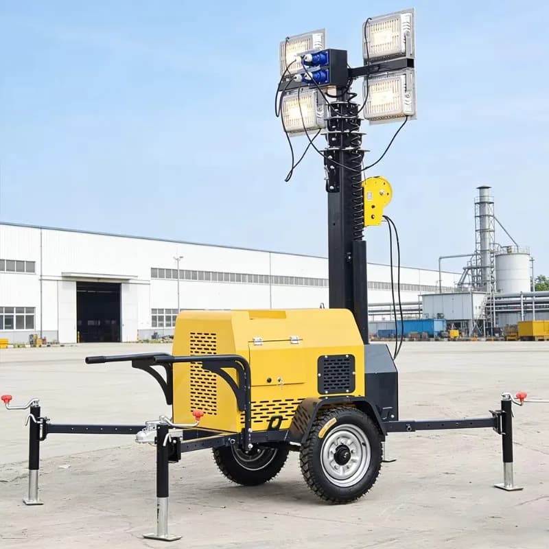 Advanced Portable LED Light Tower with 360°Rotating Head for Military Missions and Disaster Relief Operations