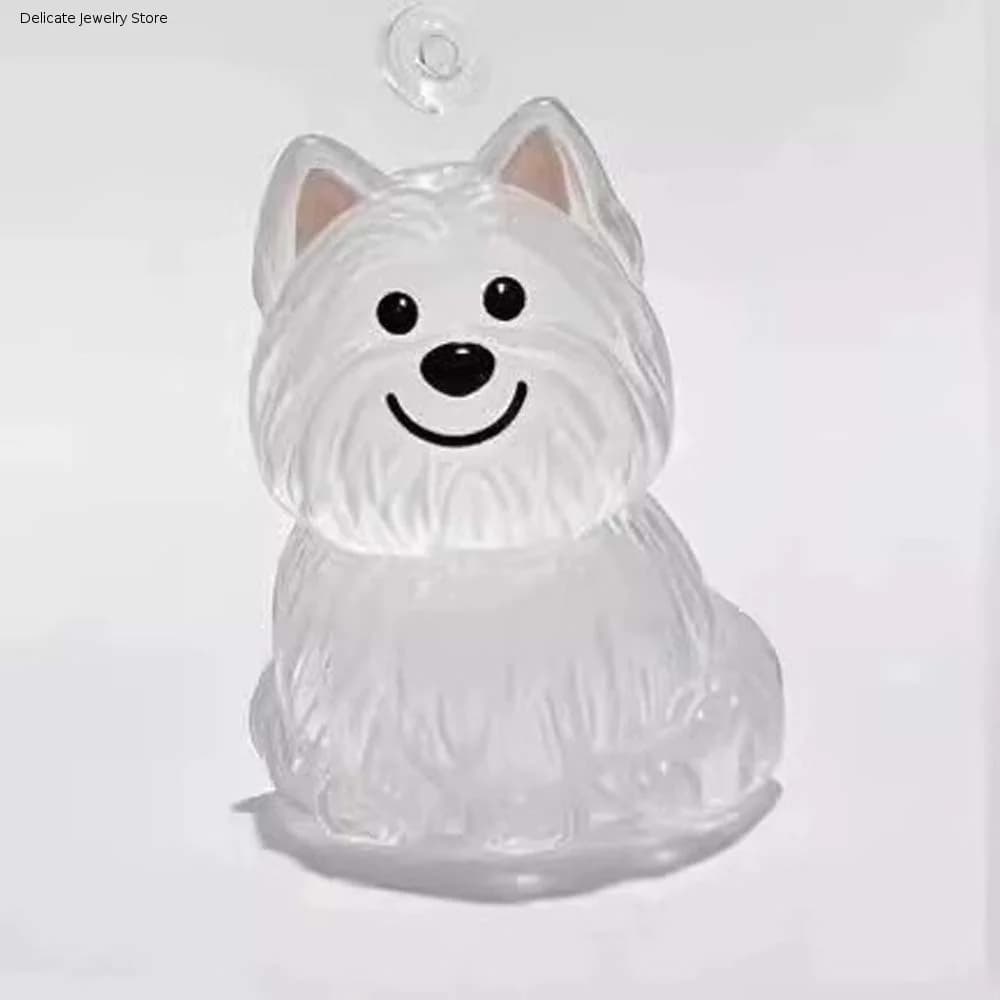 Cartoon Dog Shape Dog Hair Storage Box Transparent Hair Grooming Pet Hair Keychain Acrylic Keyring Puppy Pendants Backpack