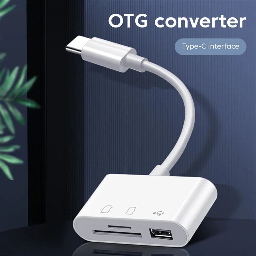 Convertitore USB 3 in 1, Hub Multiporta, Lettore di Schede di Memoria TF CF SD, Adattatore USB Type-C per Telefono, Macbook, Huawei, Samsung, OPPO