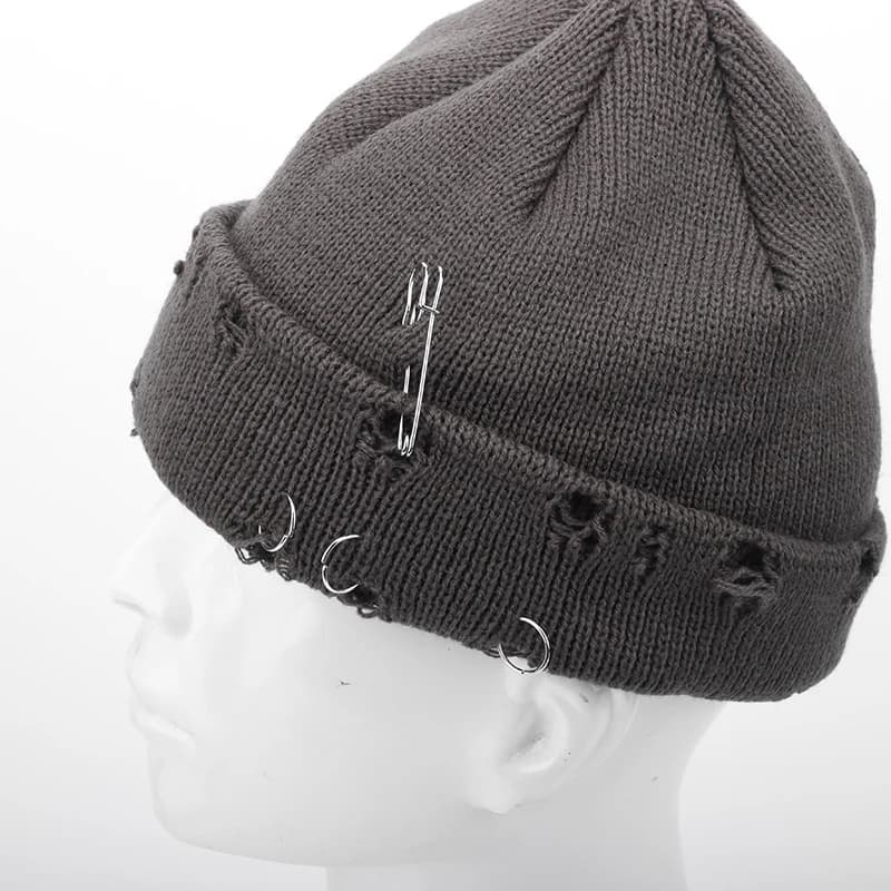 Berretti lavorati a maglia caldi invernali da donna alla moda 3 cappelli con fibbia ad anello in metallo Cool Pure Hip Hop Hats for Women