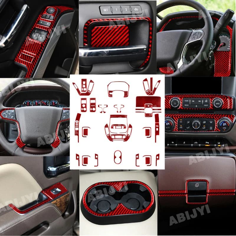 Adesivi di protezione della decorazione interna dell'auto in fibra di carbonio per Chevrolet Silverado 1500/GMC Sierra 1500 2014-2018 Accessori