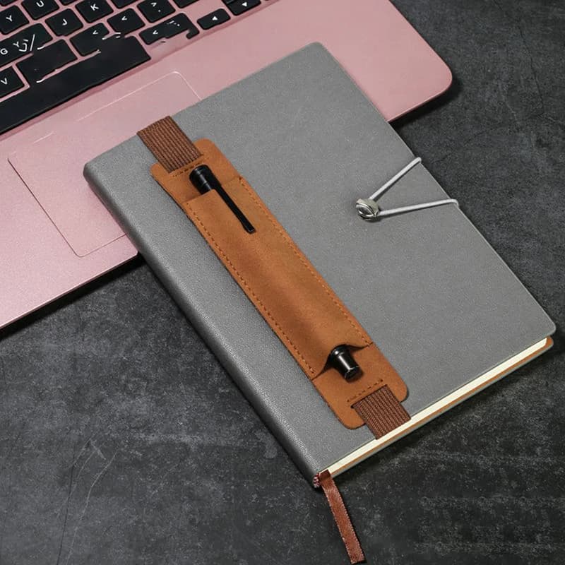 Portapenne con fascia elastica regolabile Custodia per penna in pelle PU Portapenne elastico per notebook da 8-1,5 pollici staccabile