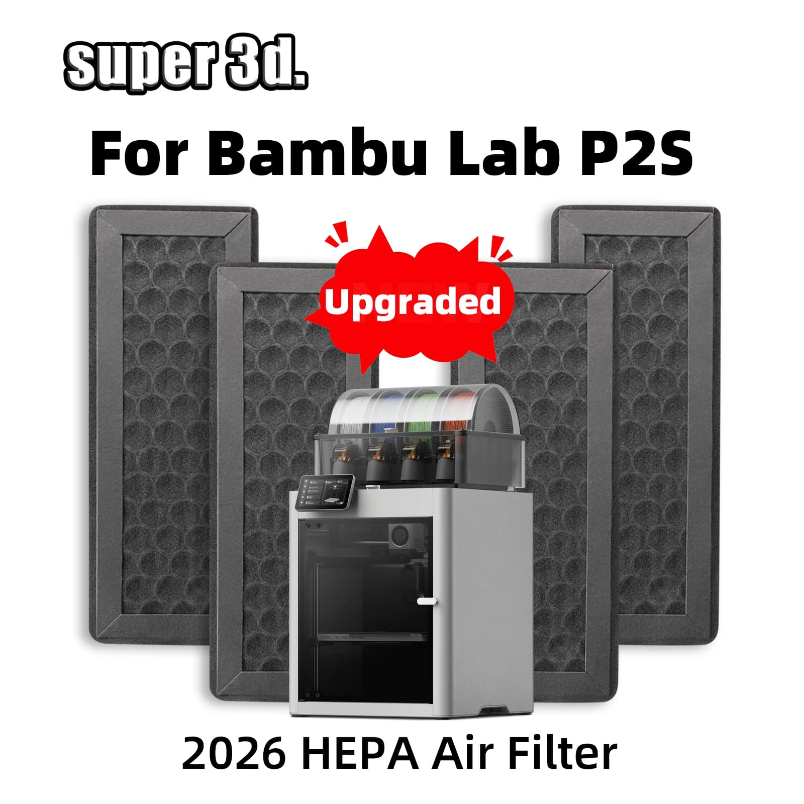 Upgraded Bambulab P2S Air Filter HEPA Activated Carbon Filter for Bambu Lab P2S 3D Printer Parts Strong adsorption HEPA Filter