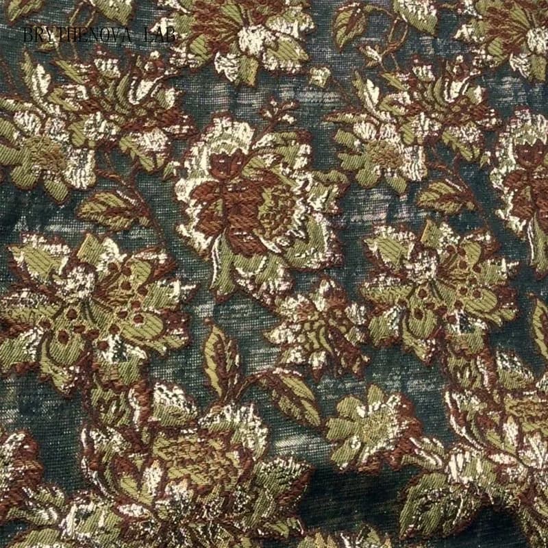 Golden Silk Yarn Dyed Flower Embossed Brocade Jacquard Fabric for Dress Clothing Design Cloth Sewing Decorative Accessories