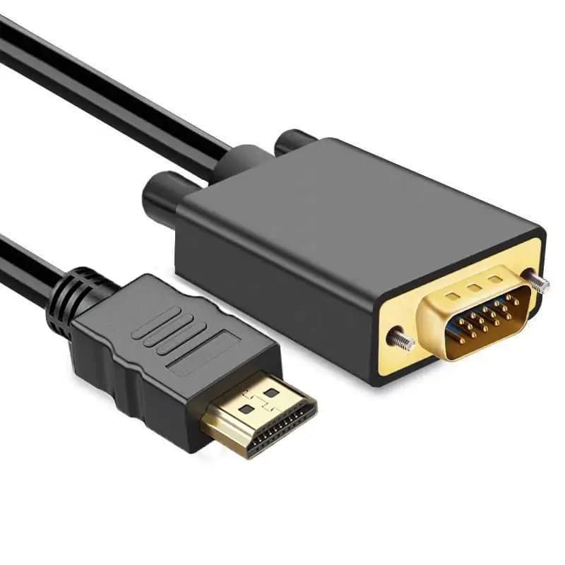 Video Converter 1.8M 1080P Male VGA Adapter Cable Compatible with HDMI for Laptop Desktop PC Monitor HDTV Projector Bigscreen