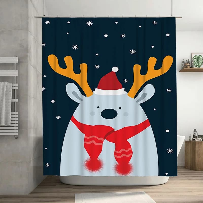 Tuniu Affascinante renna natalizia Decorazioni per il bagno Tenda da doccia Festivo Vacanza Alce Bagno Sfondo Impermeabile Carino Divertente Desi