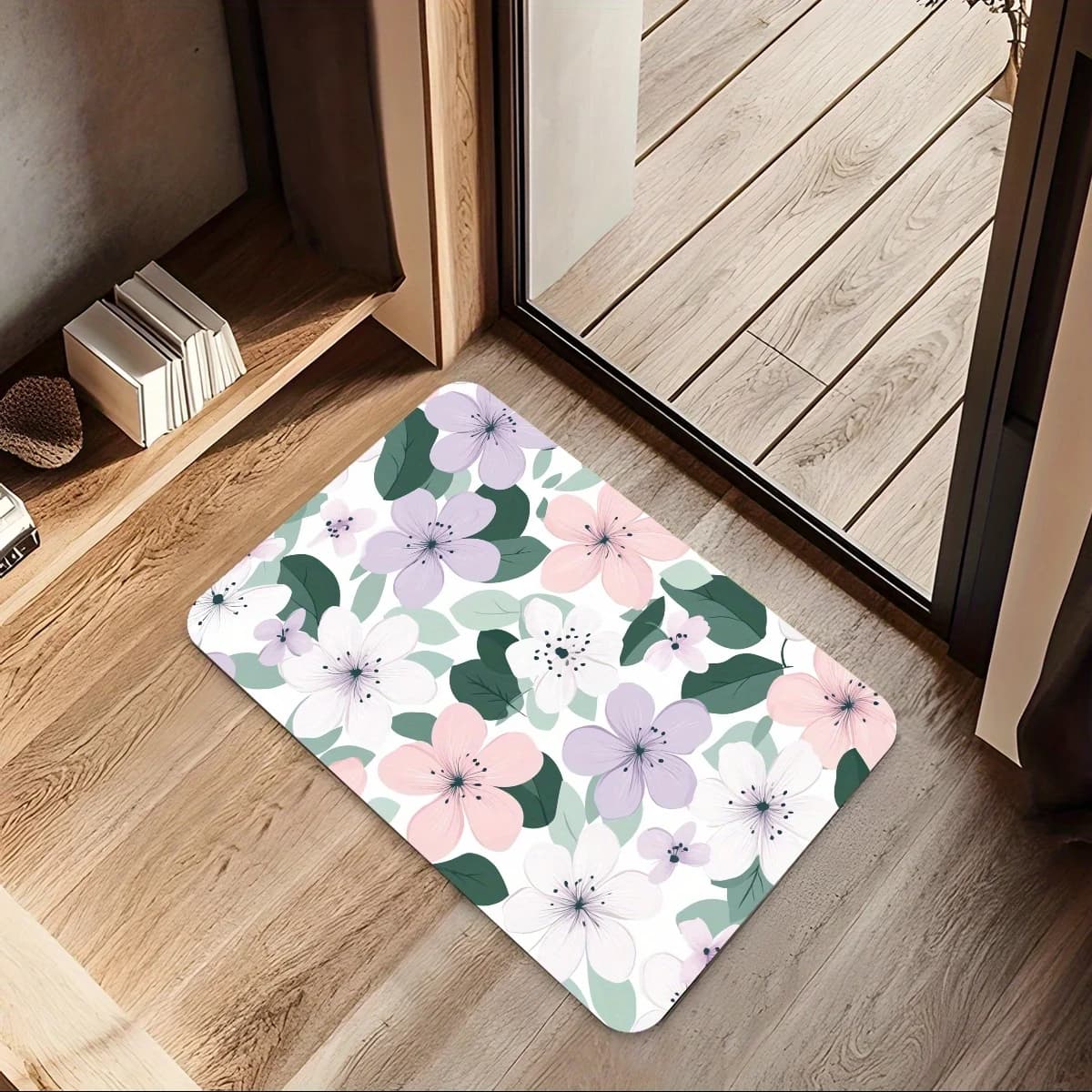 1 zerbino con motivo floreale pastello, realizzato in tessuto di poliestere, lavabile in lavatrice, adatto per la decorazione della camera da letto e del soggiorno.