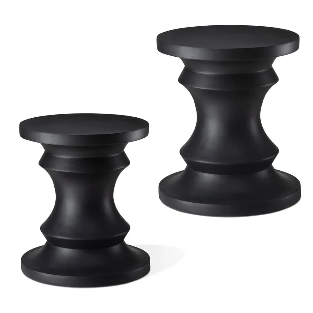 Antique Decorative Garden Stool Set of 2, 18.25 H Heavy Duty Chess Pedestal Accent Table, Side Table, Plant Stand for Garden Pa