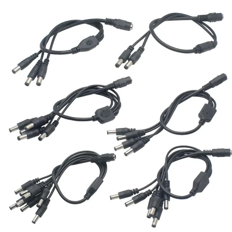 Cavo di alimentazione CC da 5,5x2,1 mm Cavo di alimentazione CC da 1 femmina a 2,3,4,5,6,8 maschio Adattatore splitter per telecamera CCTV di sicurezza e striscia LED