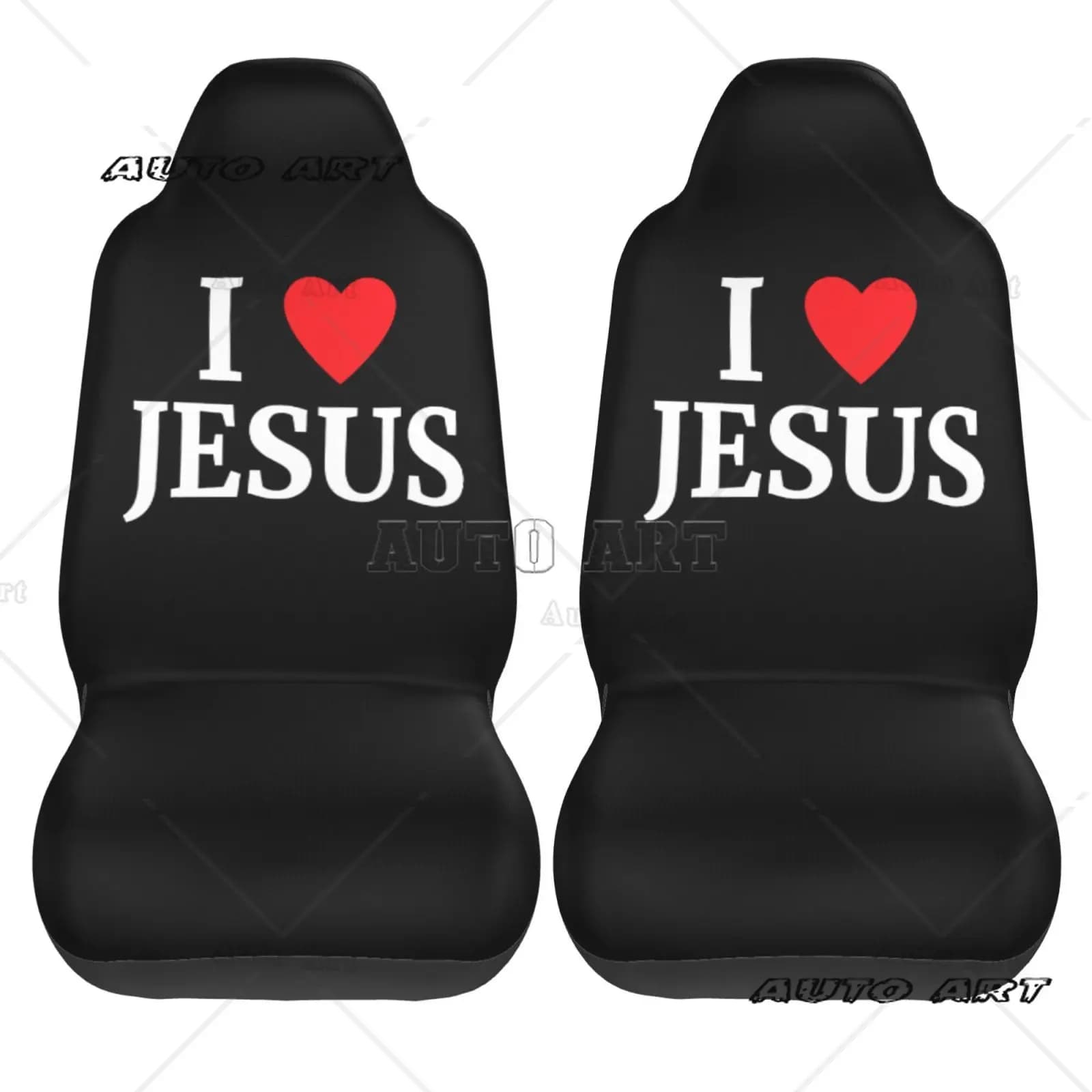 I Love Jesus Text Print Car Seat Cover Anti-vegetative and comfortable protective cover Unique style 2 pieces Universal type