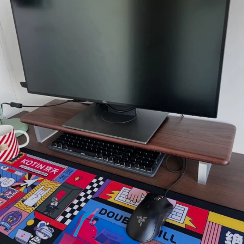 Supporto per Monitor Galleggiante in Acrilico, Scrivania per Computer in Legno Massello, Supporto Ergonomico Moderno per Aumentare l'Altezza dello Schermo, Organizzatore da Ufficio