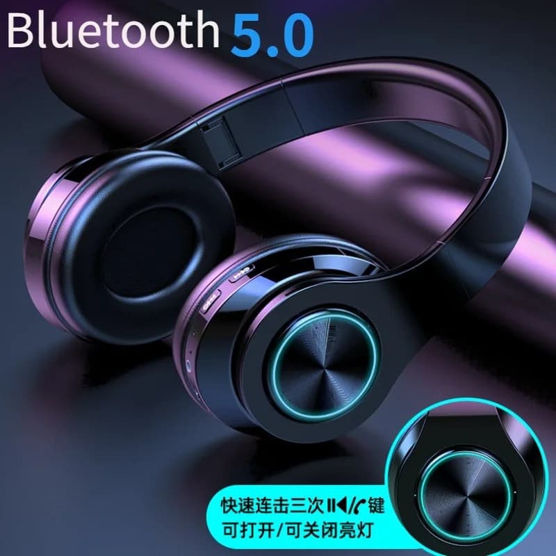 Auricolare Bluetooth senza fili Cuffie pieghevoli Auricolare stereo HiFi con supporto per microfono Scheda SD FM per telefono Xiaomi Iphone Sumsamg
