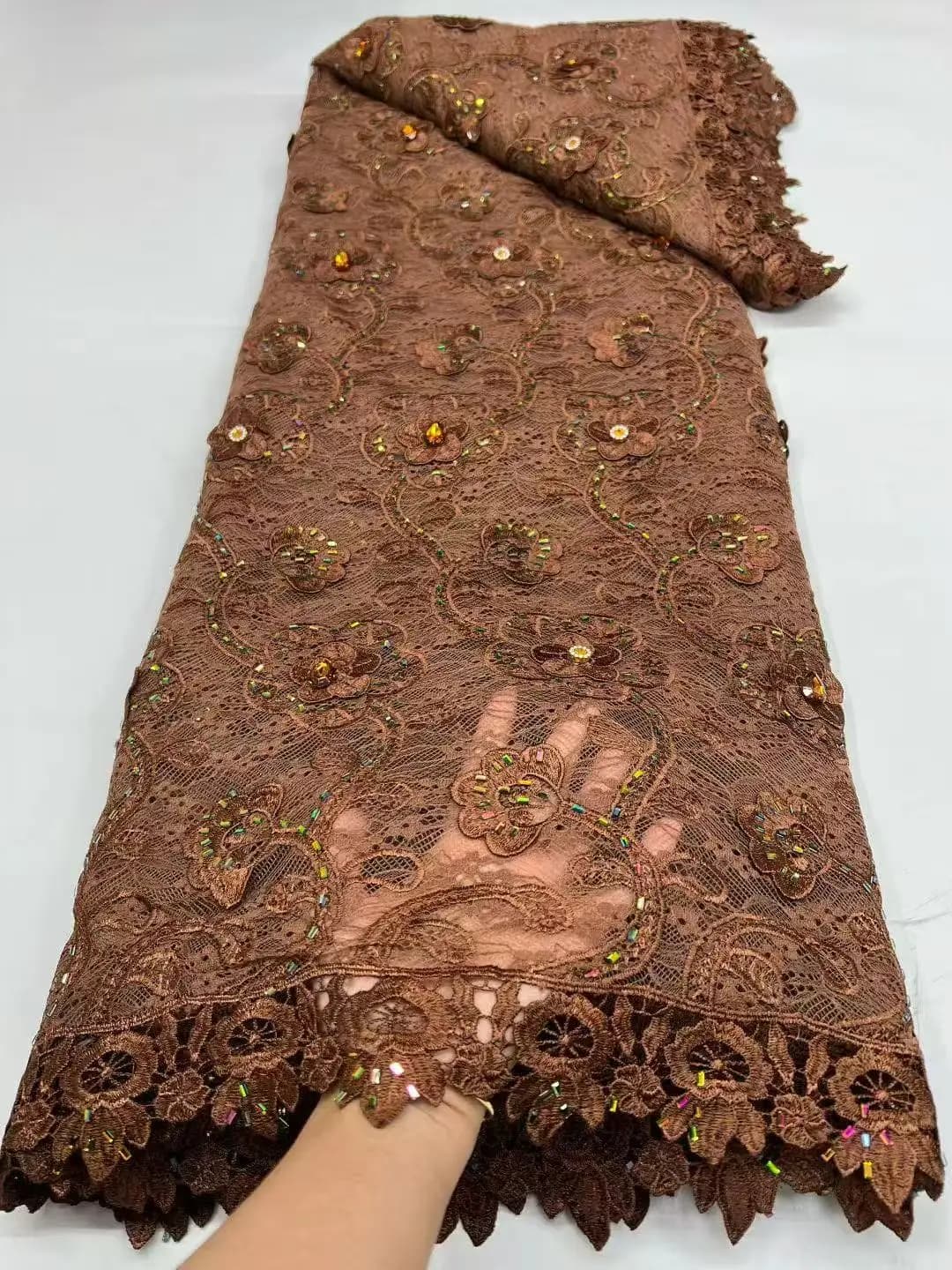 Luxury African Guipure Cord Lace Fabric With Rhinestone 2026 High Quality Water Soluble Lace Nigerian Party Dress Sewing 5 Yards