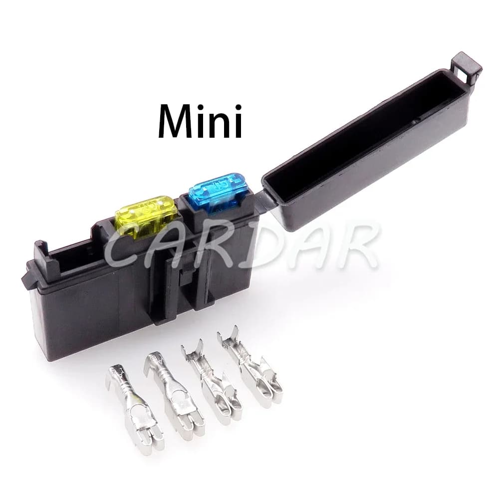 1 Set 2 Way AC Assembly Mini Blade Type Fuse Holder Small In-line InLine Fuse Holders With Crimp Terminal