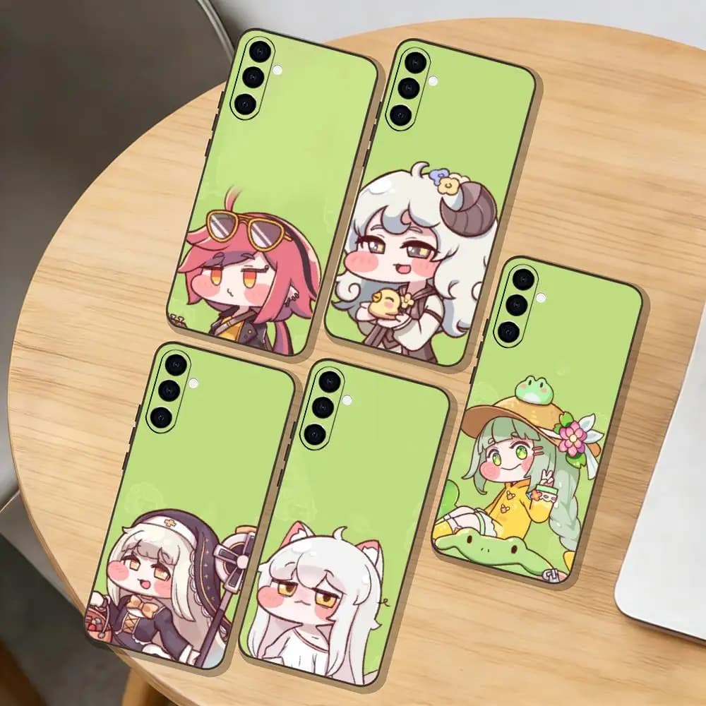 Custodia per telefono Game T-Trickcal Chibi Go per Samsung Galaxy A73, A72, A71, A70, A53, A52, A51, altre custodie morbide nere
