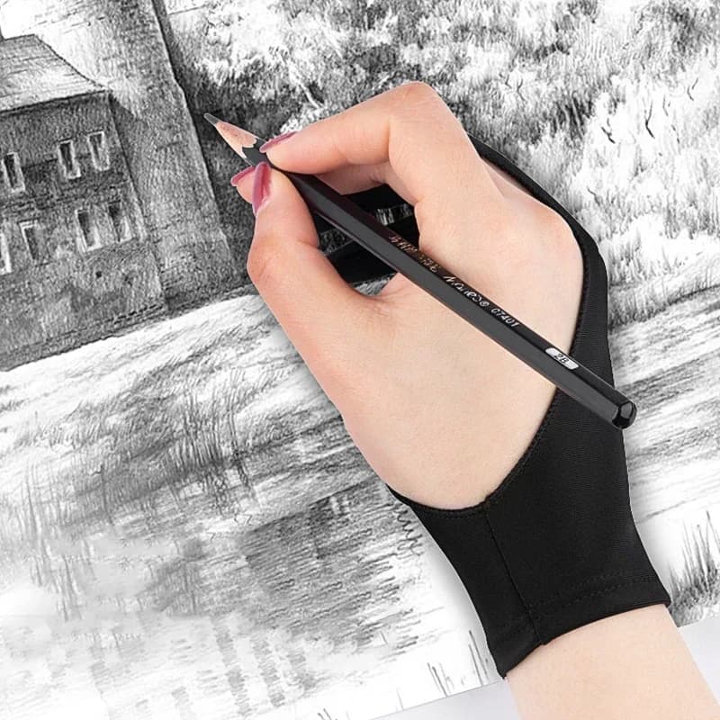 Guanti da Disegno a Due Dita S/M/L, Anti-touch e Anti-sporco per Tablet, Lavagna Digitale, Schermo Touch, Pittura a Olio, Forniture per Ufficio e Arte
