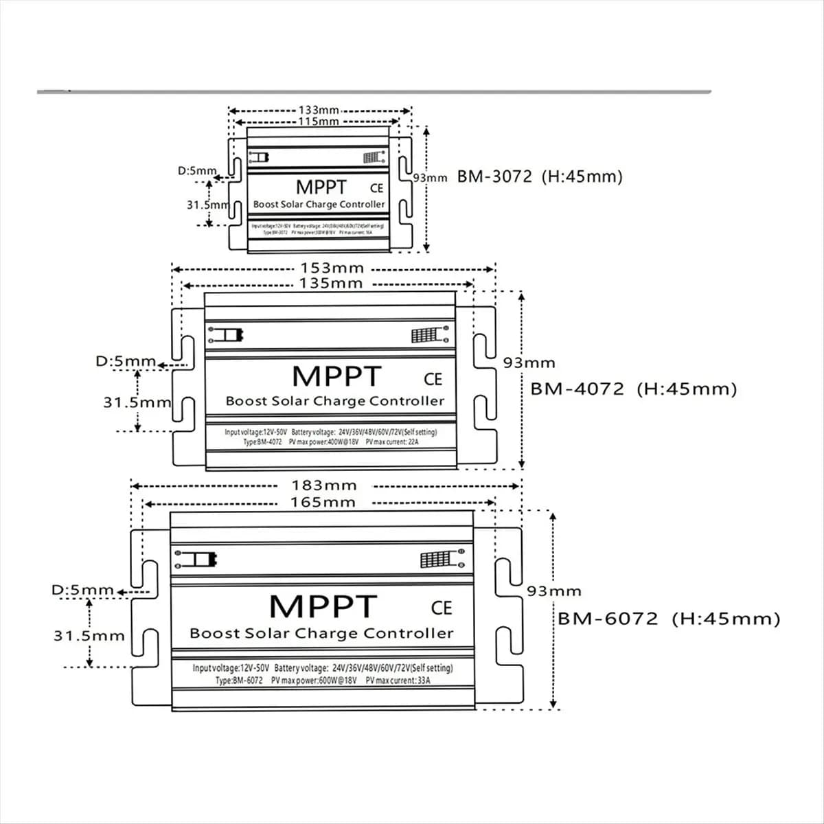 MPPT Solar Boost Charge Controller 400W Booster Voltage Regulator for 24V 36V 48V 60V 72V Lead Acid/