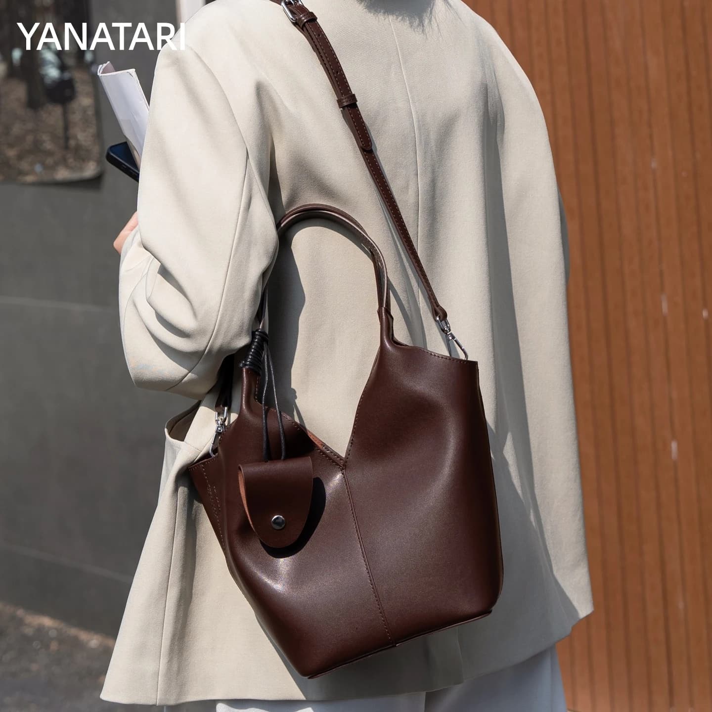 YANATARI Borsa a tracolla di lusso da donna in morbida pelle, borsa tote alla moda, borsa a mano elegante, borsa a secchiello piccola a tracolla per lo shopping