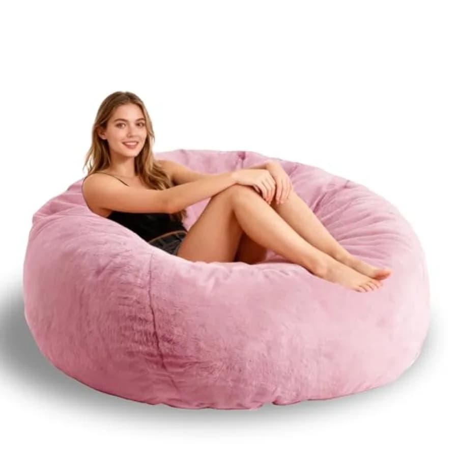 Faux Fur Bean Bag Cover No Filler Stuffed Animal Storage Adults Bean Bag Covers Large Bean Bag Sofa for Adults, furry fuzzy sur