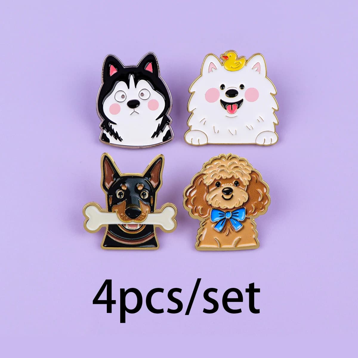 4 Pezzi Spille Smaltate a Forma di Cane Carino, Spilla a Cartone Animato per Cappotto, Spille da Donna, Spille per Zaino, Distintivi, Gioielli a Tema Animale, Regalo per Amici
