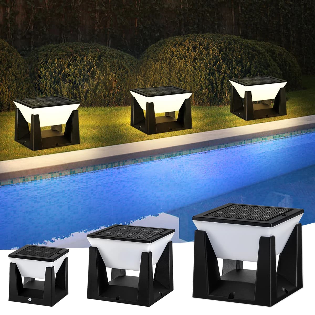 Solar Lamp for Garden Meadows Decoration Outdoor Solar Ball Lamp Solar Column Lamp Modern LED Fence Lamp IP65 Waterproof
