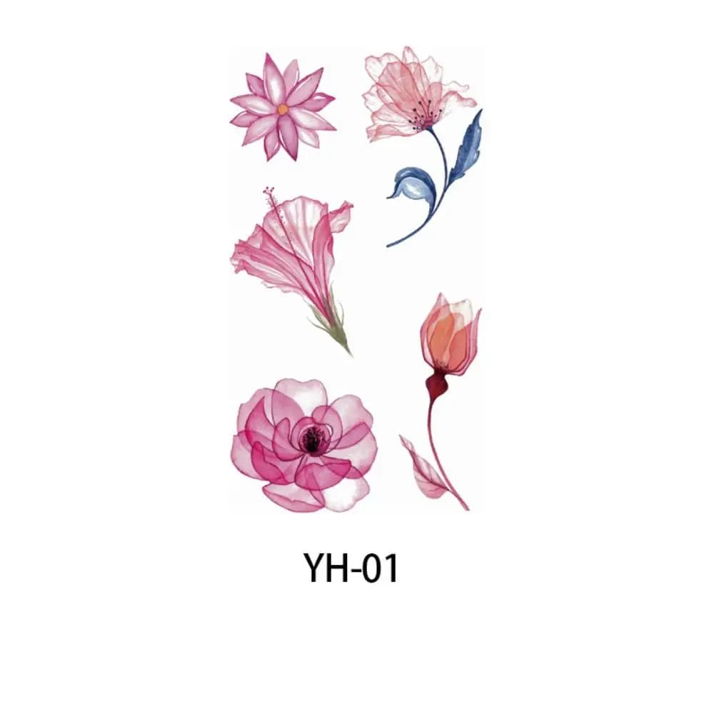 Disposable Watercolor Cherry Blossom Tattoo Sticker Waterproof Small Fresh Temporary Tattoo Sticker Coloured Drawing Anti Sweat