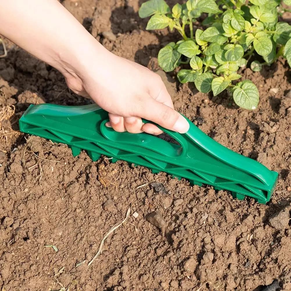 12-Holes Handheld Seeder Tool Garden Planting Template with Hole Dibber Efficient Soil Digger for Vegetable Flower Seeding