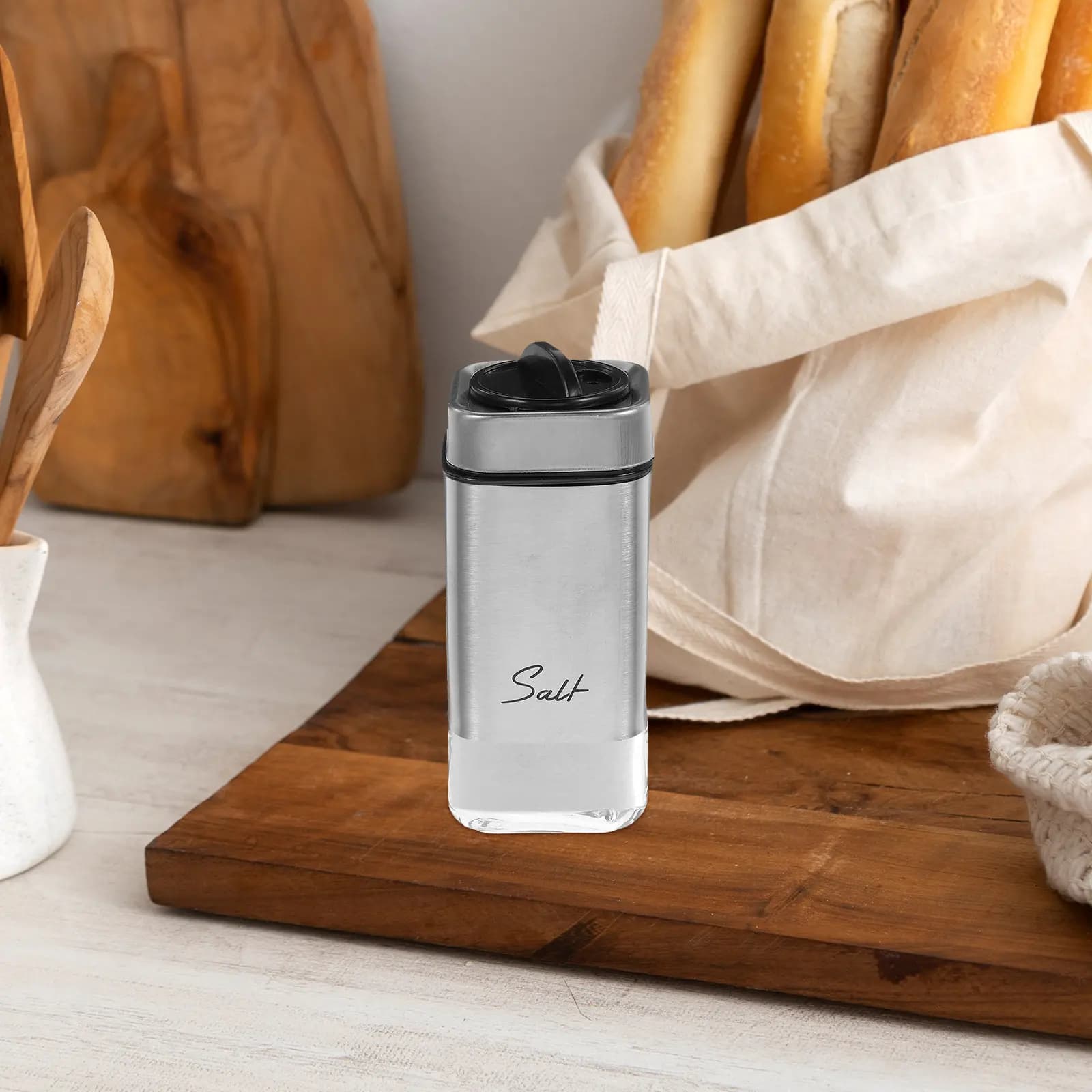 2Pcs Glass Seasoning Bottle Set Rotating Design Salt Pepper Dispenser Kitchen Spice Shaker Jar Freshness Preserving Storage