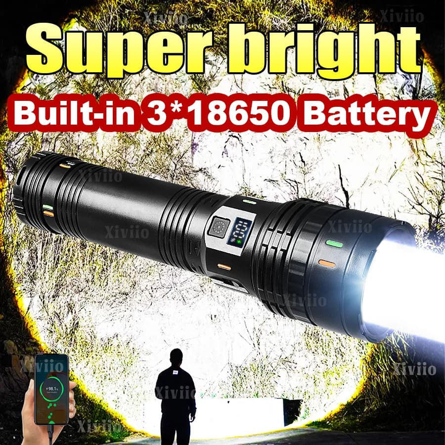 2026 New High Power LED Rechargeable Flashlight 3*18650 Super Bright Torch Light Ultra Power Flashlights Tactical Torch Lantern