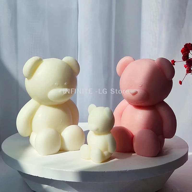 Stampi per candele in silicone con orso giocattolo per posizione seduta per candele profumate fatte a mano in gesso Stampo per iniezione di orsi carini Decorazioni per la casa