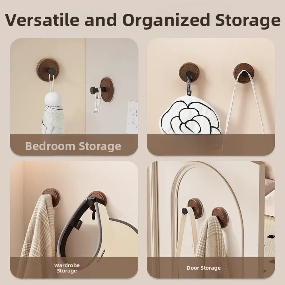 Suction Cup Hook Walnut Suction Cup Hook No Drill Wall Mount Strong Sticky Heavy Duty Bathroom Bedroom Clothes Hook