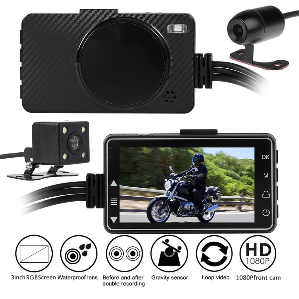 SE300 Telecamera Anteriore+Posteriore per Moto, DVR, Dash Cam, Registratore Video Digitale, Potente Protezione Documenti per Prevenire Emergenze