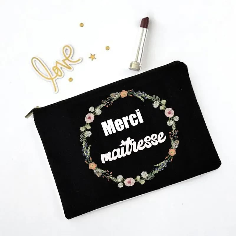 Borsa per il trucco delle donne grazie signora stampa custodia per articoli da toeletta borsa regalo per insegnanti custodia cosmetica bianca organizzatore di bellezza femminile