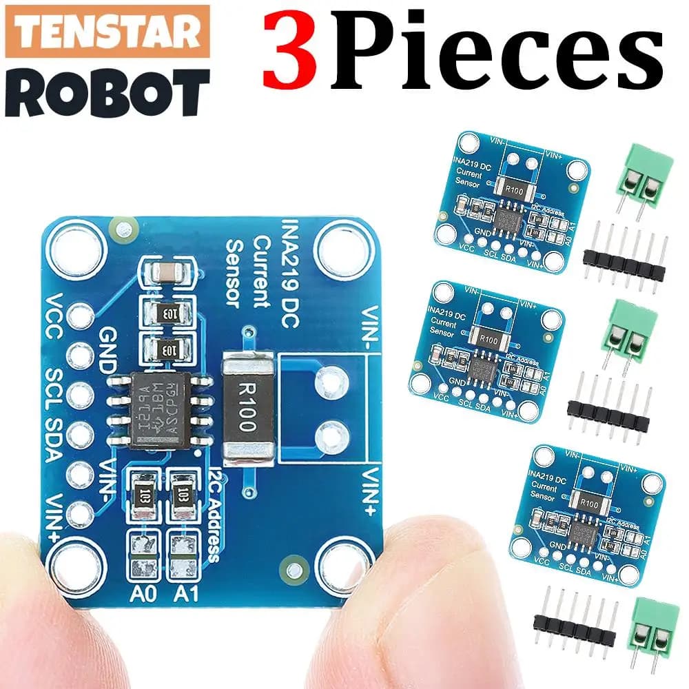 TENSTAR 3 pz INA219 Modulo Rosso/Blu Bordo FAI DA TE 3 V-5 V IIC I2C MCU-219 Modulo Sensore di Monitoraggio dell'alimentazione di Corrente Bidirezionale