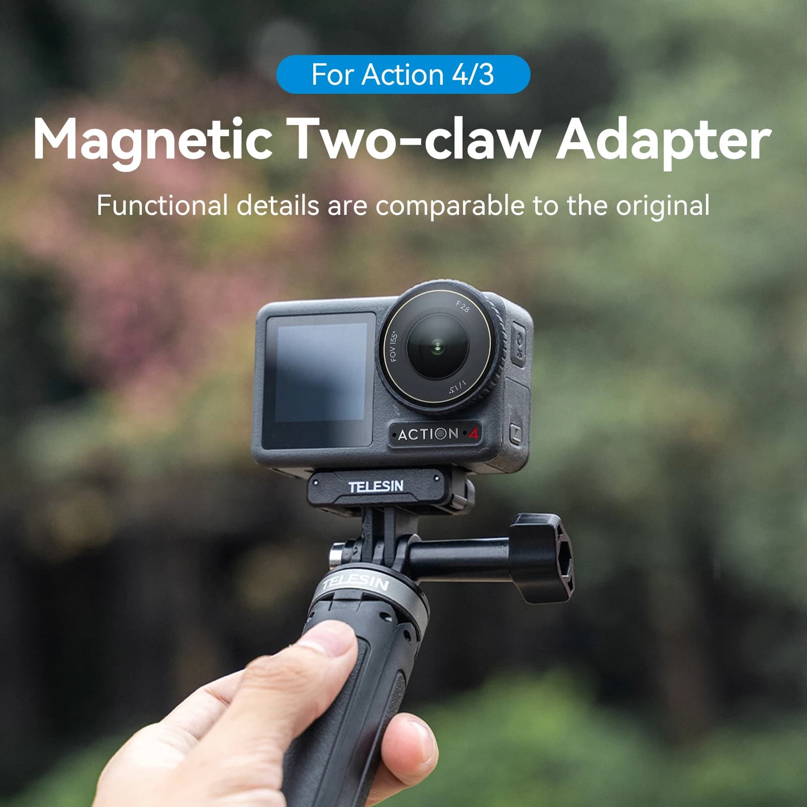 Accessori per action cam con adattatore magnetico a due artigli TELESIN per adattatore DJI OSMO Action 3 4
