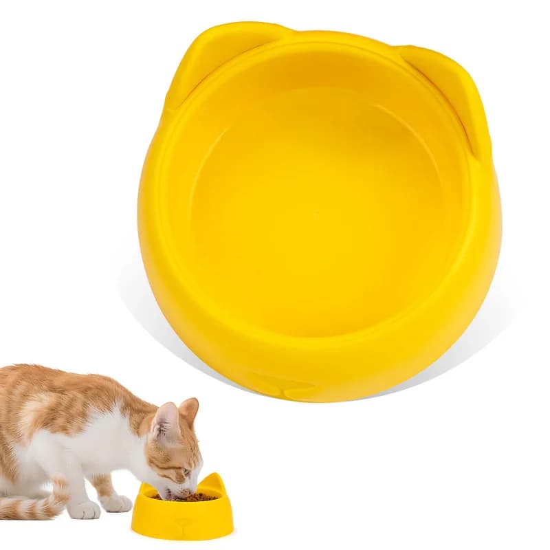 Plastic pet bowl, non-slip and spill-proof, cat food bowl, cat face bowl, cartoon small cat bowl, dog bowl