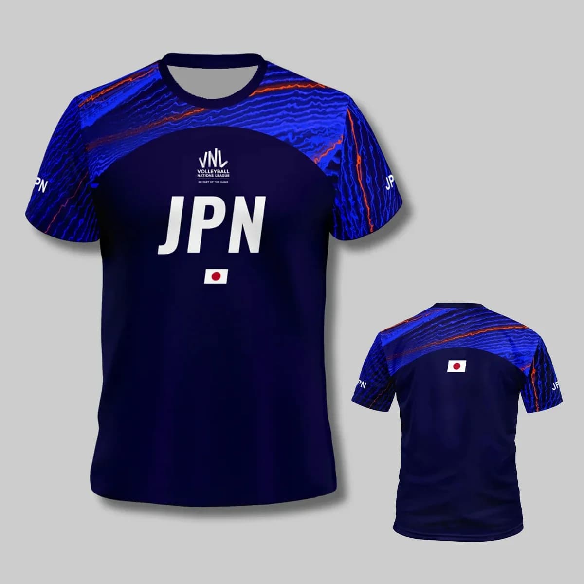 New Japanese Vnl Blue Volleyball T-shirt with 3D printing, fast drying, breathable, comfortable, for parents and children, short sleeves
