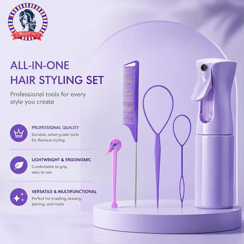 4/5/6pcs Set di spazzole per capelli Parrucchiere Bottiglia spray Intrecciatura dei capelli Anello Coda di topo Pettine Stuzzicare i capelli Brsuh Salon Strumenti per lo styling dei capelli