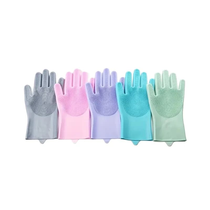 Guanti da bagno per animali domestici Guanti per la pulizia dei piatti Guanti per lavare i piatti in silicone adatti per strumenti per la pulizia della spazzola in spugna domestica